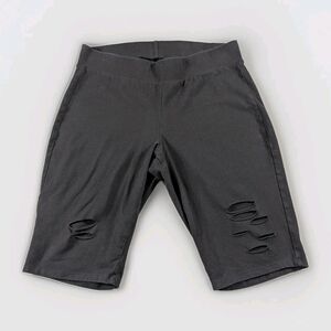 Torrid Distressed Shorts Womens 1X Black Pull On Elastic Waist Lounge